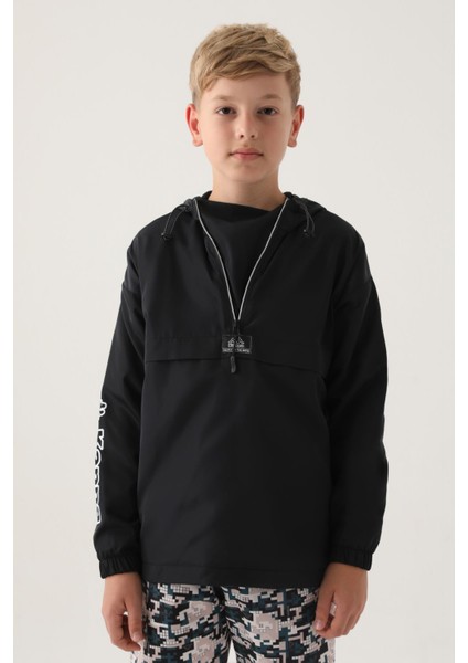 Siyah Fermuarlı Yağmurluk Erkek Çocuk Sweatshirt