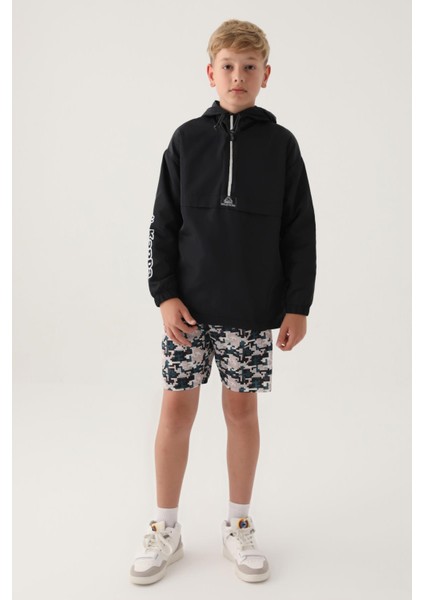 Siyah Fermuarlı Yağmurluk Erkek Çocuk Sweatshirt