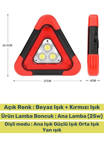 Premium Su Geçirmez 3 Ledli Solar Üçgen Reflektör Güneş Enerjili Refluj Lambası