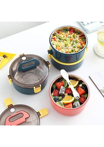 1600ML Yuvarlak Lunchbox Yeni Koleksiyon Çift Katlı Çelik Sefer Tası Yemek Kutusu modelleri