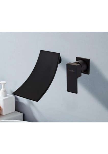 Banyo Lavabo Bataryası Küvet Jakuzi Ankastre Matt Siyah Şelale 5 Yıl Garantili Sıva Altı Dahil