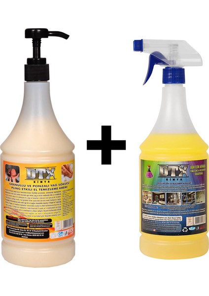 Granüllü El Temizleme Kremi ( Sabunu ) 1 kg & 1 Lt Ixir Çok Amaçlı Temizleme Solisyonu 1 Lt