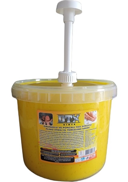 Dtx Kimya Sanayi Tipi Yağ Sökücü Yumuşak Granüllü El Temizleme Kremi Pompalı 5 kg