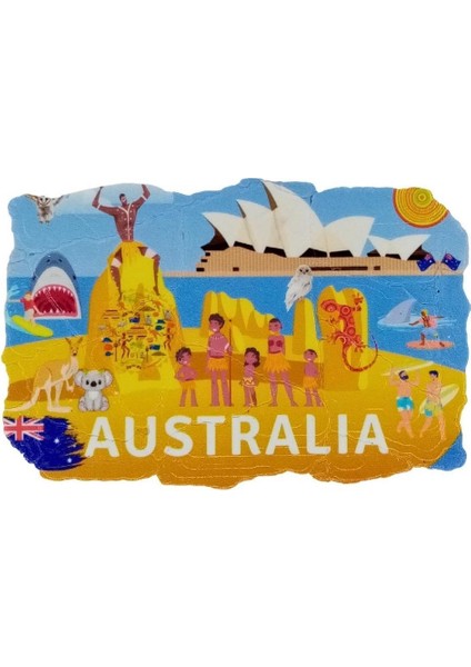 Avustralya Temalı Fresco Magnet