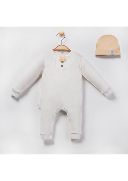 Papyonlu Düğmeli 3 Parça Erkek Bebek Tulum Set
