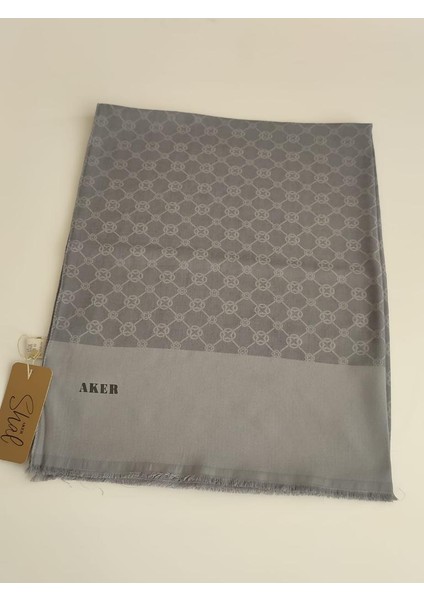 Gri  Elegance Monogram Şal