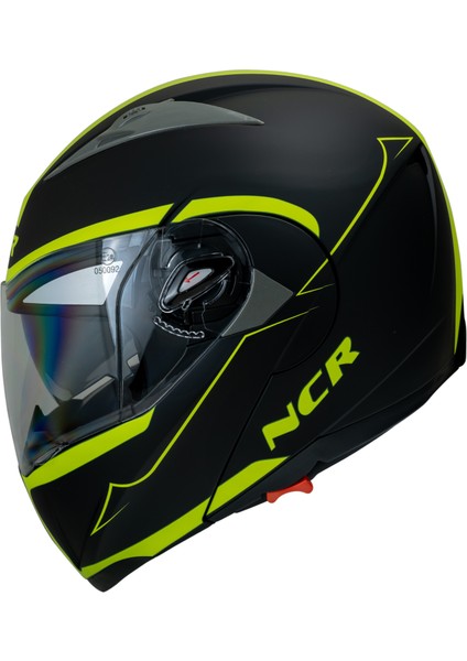 Çene Açılır Kask Vizörlü Sarı-Siyah M Beden Ece Belgeli
