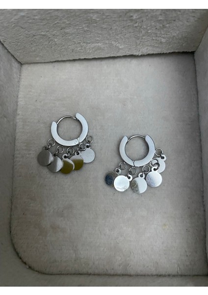 Çelik Gümüş Renk Pul Model Küpe fiyatları