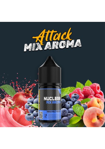Mix Aroma Attack Yaban Mersini Ahududu Şeftali Nar Çilek Gıda Aroması 10 ml