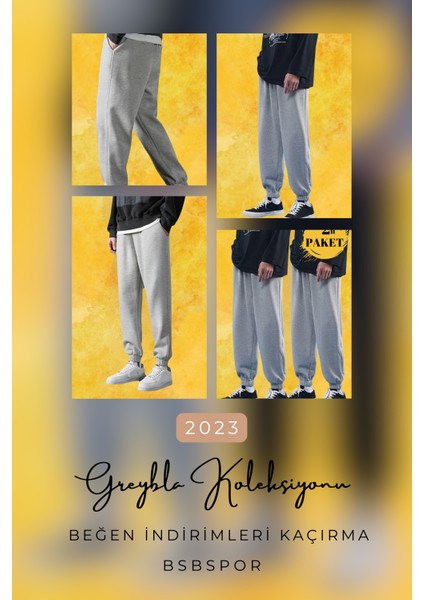 Eşofman Altı Bol Salaş Ikili Paket Gri Siyah Spor Jogger