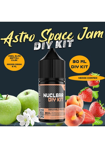 Astro 30 60 100 ml Dıy Kit Şeftali Çilek Yeşil Elma Aroması 6 ml (Aroma Içerir )