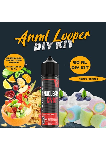Anml Looper 30 60 100 ml Dıy Kit Meyveli Mısır Gevreği Marsmallow Aroması 6 ml (Aroma Içerir )