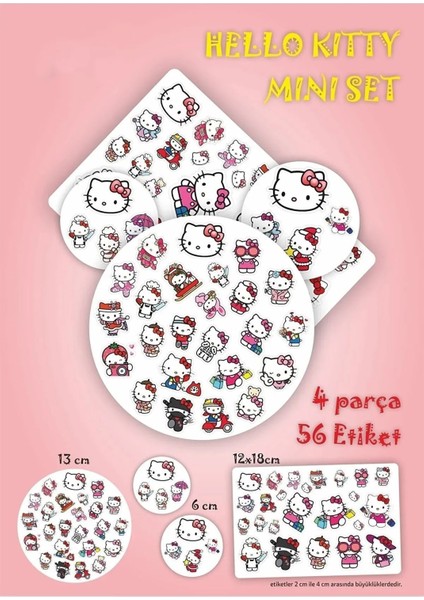 Mini Sanrio Hello Kitty Sticker Seti 4 Parça 56 Adet Etiket