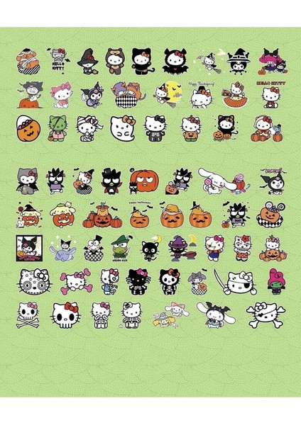Sanrio Hello Kitty Halloween Sticker Etiket 2 Sayfa 65 Adet Etiket