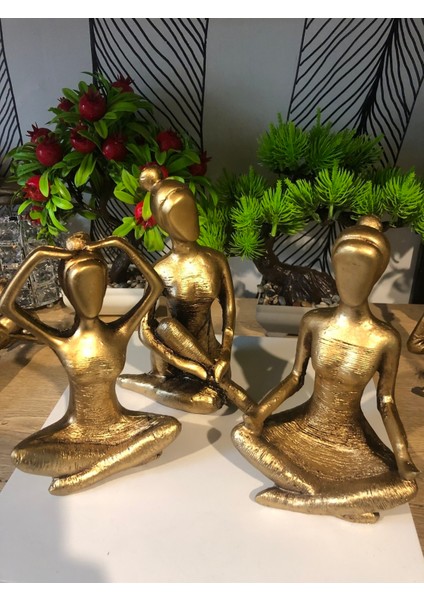 Dekoratif 3’lü Yogacı Biblo Seti Polyester
