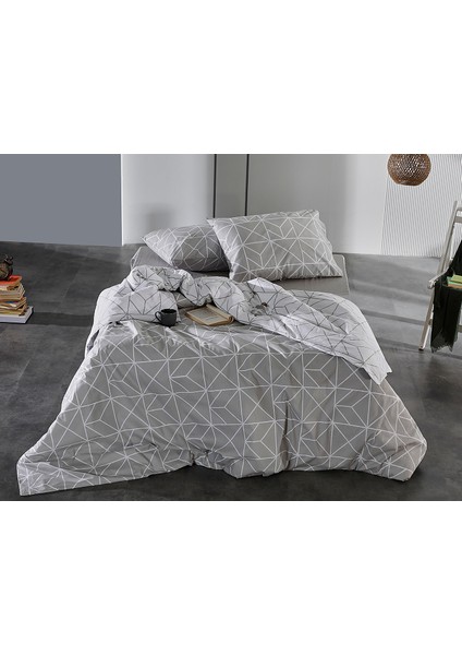 Ranforce Polka Nevresim Takımı Tek King Size - Gri