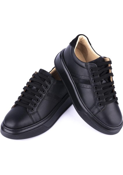6101 Kalın Taban Komple Deri Spor Ayakkabı Siyah 6101 modelleri