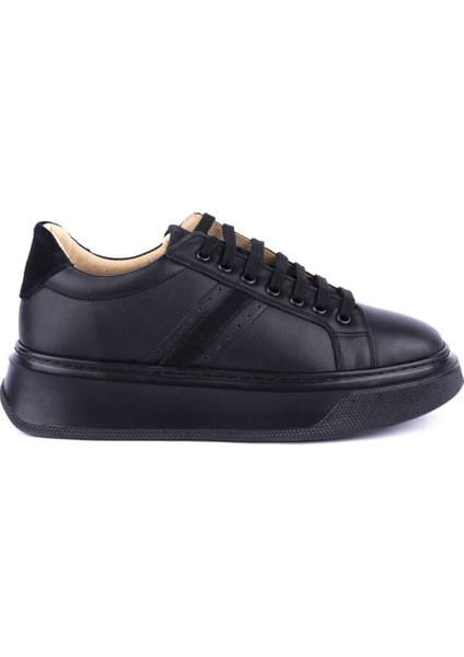 6101 Kalın Taban Komple Deri Spor Ayakkabı Siyah 6101 indirimleri