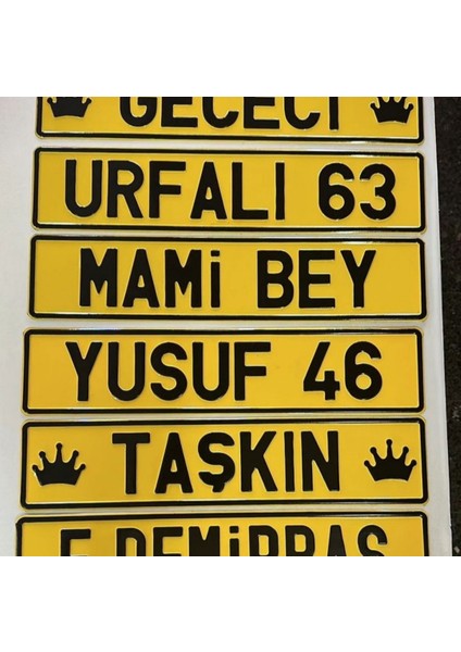 Oto Lüx Vernikli Sarı Dekor Plaka