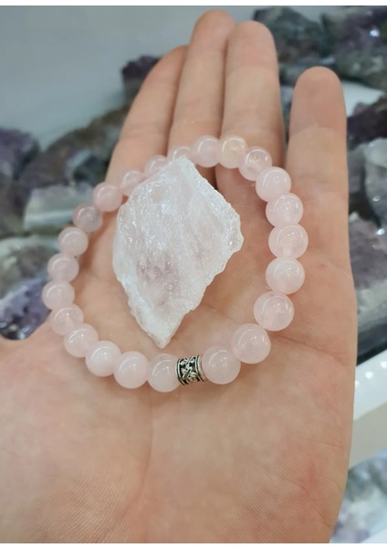 Pembe Kuvars Doğaltaş Bileklik ( Taş ) 8 mm PEMBEKVR123