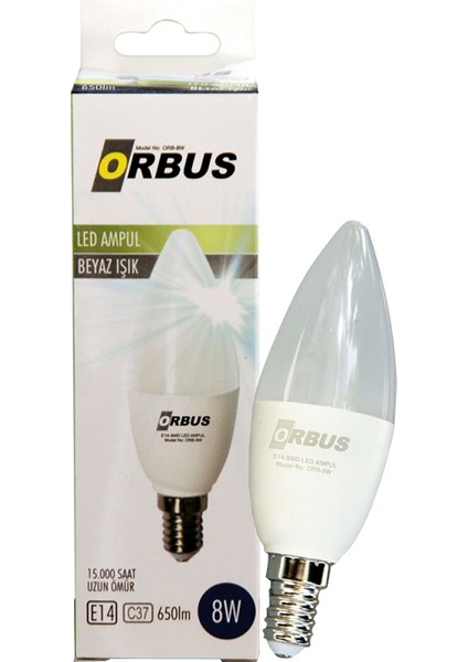 Orbus ORB-8W C37 8 Watt E14 650 Lmn Beyaz Tasarruflu Ampül (81)