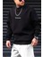 Erkek Siyah Spectacular Baskılı 0 Sıfır Yaka Oversize Salaş Bol Kesim Polar Sweatshirt 2