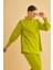Jade Süs Dikişli ve Düğmeli Fırfır Yaka Keten Olive Tunik Pantolon Takım 2