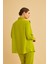 Jade Süs Dikişli ve Düğmeli Fırfır Yaka Keten Olive Tunik Pantolon Takım 3