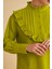Jade Süs Dikişli ve Düğmeli Fırfır Yaka Keten Olive Tunik Pantolon Takım 4