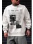 Erkek Kırık Beyaz Krem Ekru 1997 Baskılı 0 Sıfır Yaka Oversize Salaş Bol Kesim Polar Sweatshirt 1