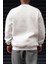 Erkek Kırık Beyaz Krem Ekru Dreamer Baskılı 0 Sıfır Yaka Oversize Salaş Bol Kesim Polar Sweatshirt 2