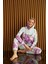 Kadın Batik Desen Kapüşonlu Fitilli Polar Bilek Manşetli Kışlık Jogger Pijama Takımı 2