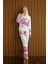 Kadın Batik Desen Kapüşonlu Fitilli Polar Bilek Manşetli Kışlık Jogger Pijama Takımı 5