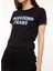 Bisiklet Yaka Baskılı Siyah Kadın T-Shirt A0701 4