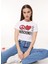 Bisiklet Yaka Baskılı Beyaz Kadın T-Shirt J0713 1