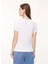 Bisiklet Yaka Baskılı Beyaz Kadın T-Shirt J0713 5
