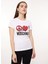 Bisiklet Yaka Baskılı Beyaz Kadın T-Shirt A0707 1