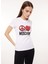 Bisiklet Yaka Baskılı Beyaz Kadın T-Shirt A0707 2