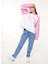 Jeans Bisiklet Yaka Baskılı Pembe Kadın Sweatshırt J1702 2