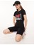 Bisiklet Yaka Baskılı Siyah Kadın T-Shirt A0707 2