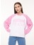 Jeans Bisiklet Yaka Baskılı Pembe Kadın Sweatshırt J1702 3