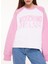 Jeans Bisiklet Yaka Baskılı Pembe Kadın Sweatshırt J1702 4