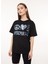 Bisiklet Yaka Baskılı Siyah Kadın T-Shirt A0704 2
