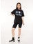 Bisiklet Yaka Baskılı Siyah Kadın T-Shirt A0704 3