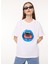 Bisiklet Yaka Baskılı Beyaz Kadın T-Shirt A0710 2