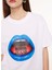 Bisiklet Yaka Baskılı Beyaz Kadın T-Shirt A0710 4
