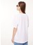 Bisiklet Yaka Baskılı Beyaz Kadın T-Shirt A0710 5