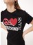 Bisiklet Yaka Baskılı Siyah Kadın T-Shirt J0713 5