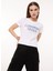 Bisiklet Yaka Baskılı Beyaz Kadın T-Shirt A0701 1