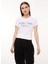 Bisiklet Yaka Baskılı Beyaz Kadın T-Shirt A0701 2